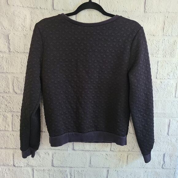 H&M Divided All Black Geometric Patterned Crewneck Sweatshirt Small - Picture 2 of 7